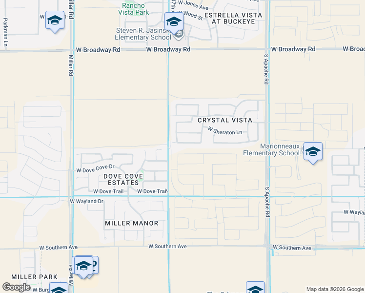 map of restaurants, bars, coffee shops, grocery stores, and more near 24639 West Atlanta Avenue in Buckeye