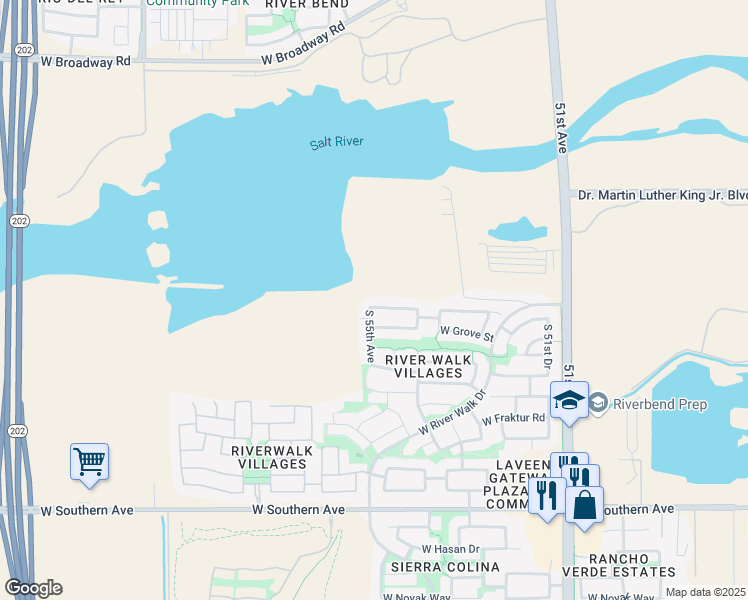 map of restaurants, bars, coffee shops, grocery stores, and more near 5446 West Grenadine Road in Phoenix