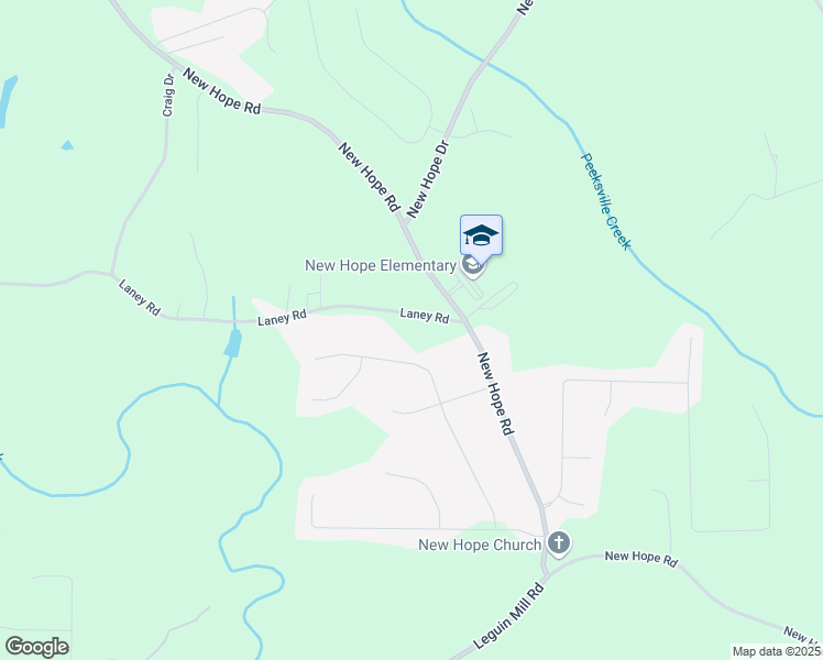 map of restaurants, bars, coffee shops, grocery stores, and more near 1614 Laney Road in Locust Grove