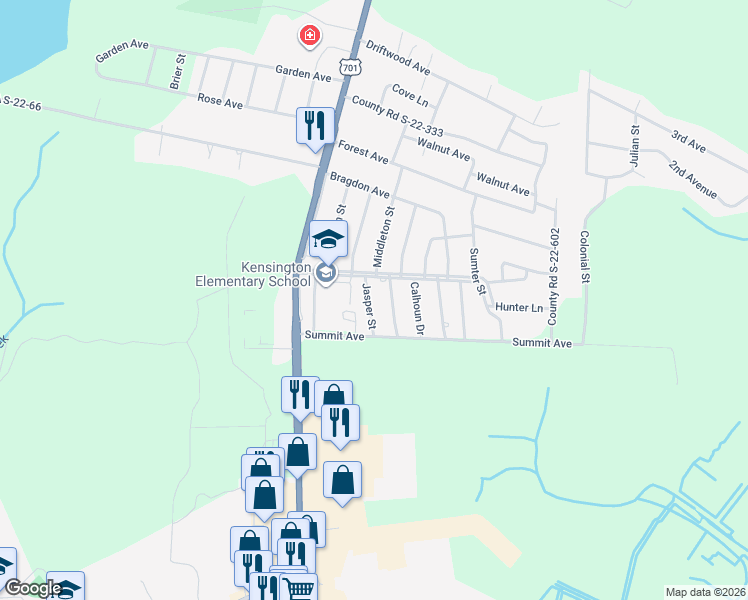 map of restaurants, bars, coffee shops, grocery stores, and more near 1703 Middleton Street in Georgetown