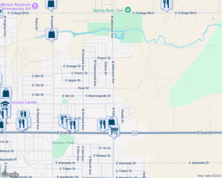 map of restaurants, bars, coffee shops, grocery stores, and more near 638 North Atkinson Avenue in Roswell