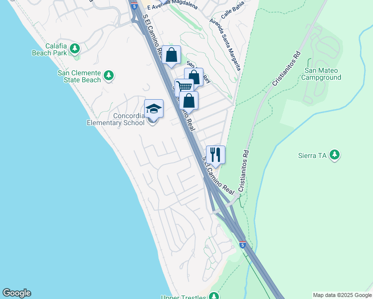 map of restaurants, bars, coffee shops, grocery stores, and more near 3830 Avenida Del Presidente in San Clemente