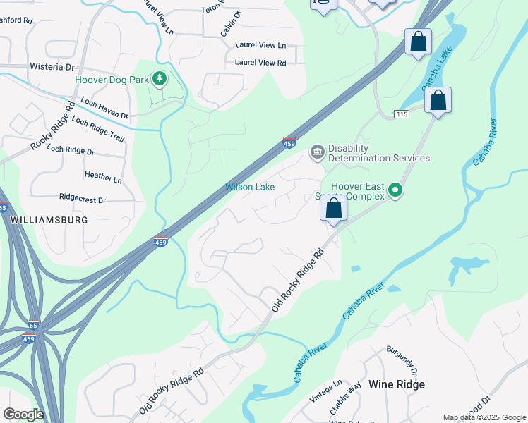 map of restaurants, bars, coffee shops, grocery stores, and more near 3517 Savannah Park Lane in Birmingham