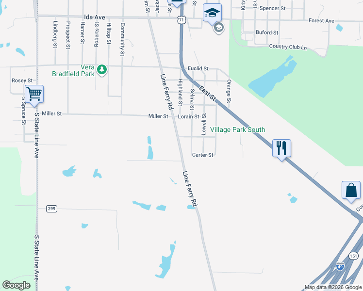 map of restaurants, bars, coffee shops, grocery stores, and more near 2124 Line Ferry Road in Texarkana