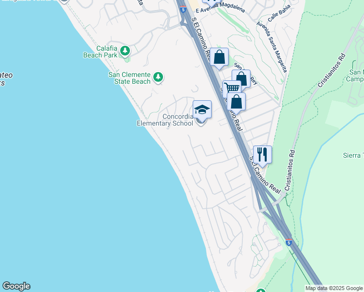 map of restaurants, bars, coffee shops, grocery stores, and more near 3811 Vista Blanca in San Clemente