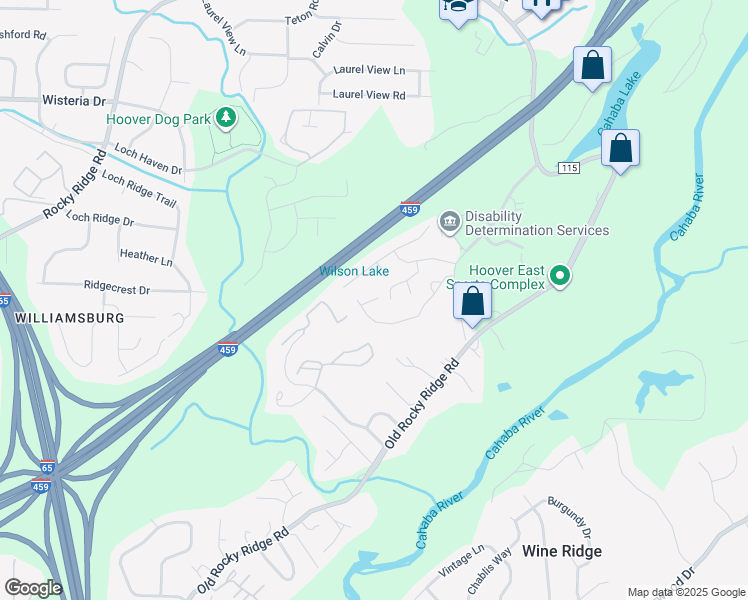 map of restaurants, bars, coffee shops, grocery stores, and more near 3524 Savannah Park Lane in Birmingham