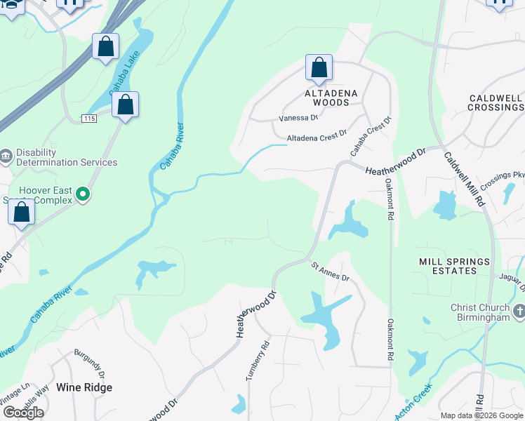 map of restaurants, bars, coffee shops, grocery stores, and more near 628 Prestwick Drive in Hoover