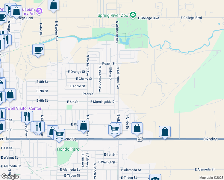 map of restaurants, bars, coffee shops, grocery stores, and more near 701 Eldora Drive in Roswell