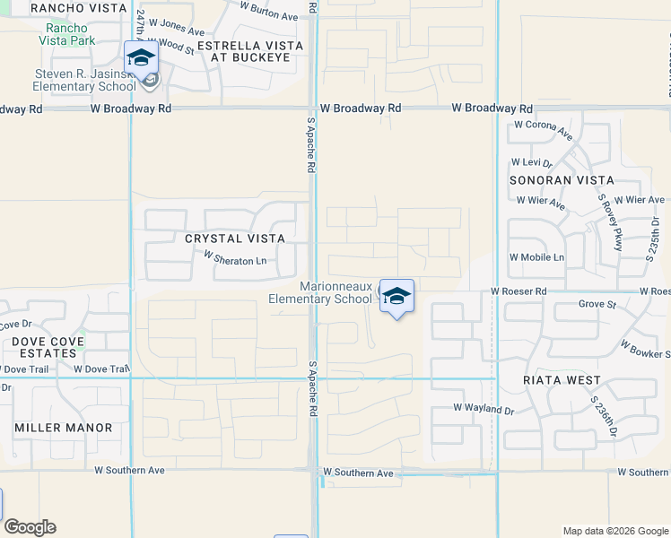 map of restaurants, bars, coffee shops, grocery stores, and more near 5069 South 243rd Drive in Buckeye