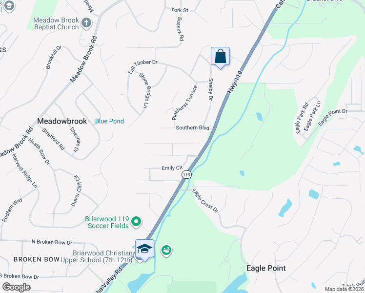 map of restaurants, bars, coffee shops, grocery stores, and more near 328 Cedar Hill Drive in Birmingham