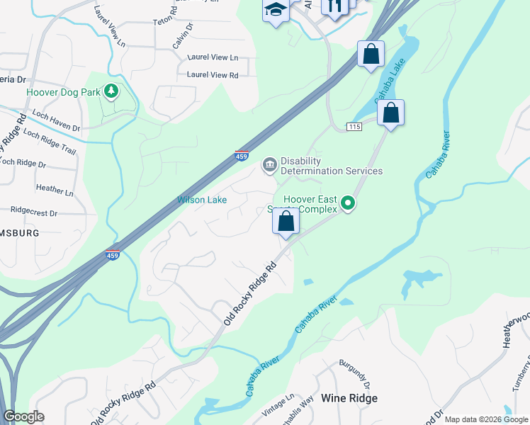 map of restaurants, bars, coffee shops, grocery stores, and more near 1753 Savannah Park in Vestavia Hills