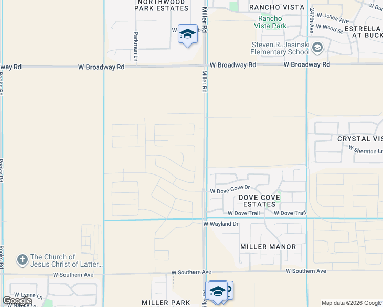 map of restaurants, bars, coffee shops, grocery stores, and more near 4400-5374 North Miller Road in Buckeye
