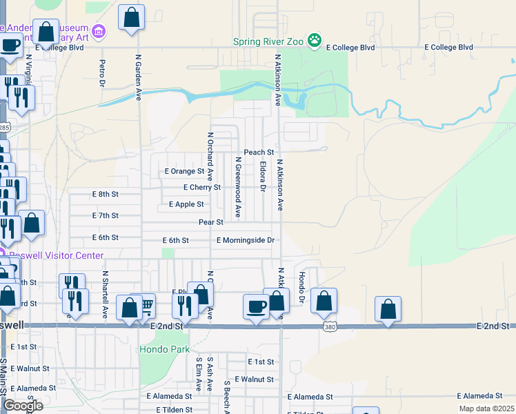 map of restaurants, bars, coffee shops, grocery stores, and more near 701-799 Eldora Drive in Roswell