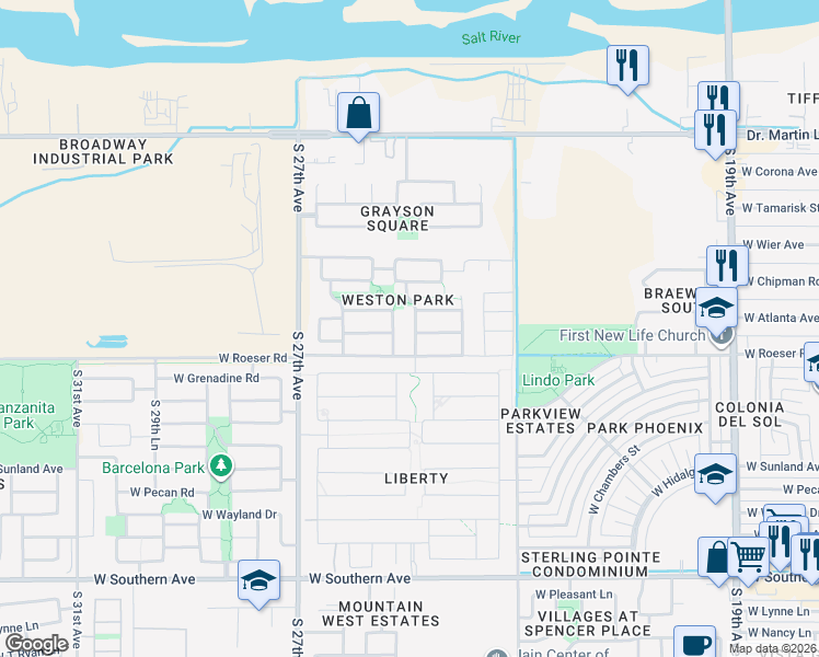 map of restaurants, bars, coffee shops, grocery stores, and more near 2442 West Mobile Lane in Phoenix