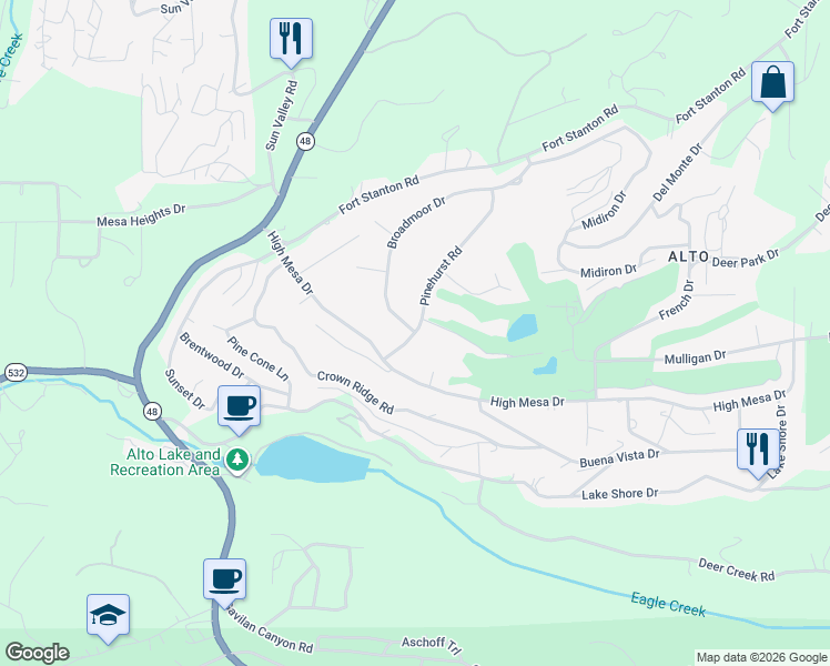 map of restaurants, bars, coffee shops, grocery stores, and more near 109 Pinehurst Road in Lincoln County