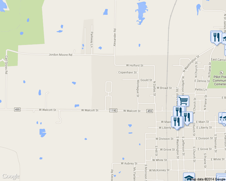 map of restaurants, bars, coffee shops, grocery stores, and more near 405 N Sierra Trail in Pilot Point