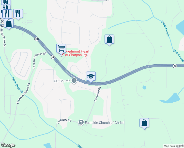 map of restaurants, bars, coffee shops, grocery stores, and more near 135 Spring Forest Way in Sharpsburg