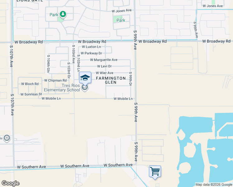 map of restaurants, bars, coffee shops, grocery stores, and more near 5019 South 100th Drive in Tolleson