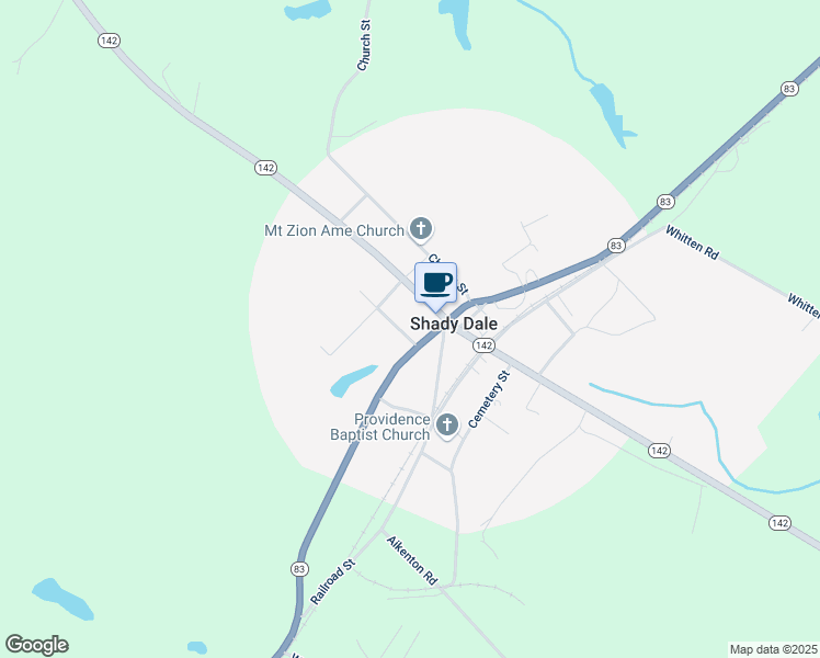 map of restaurants, bars, coffee shops, grocery stores, and more near 34 Banks Street in Shady Dale