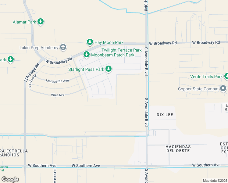 map of restaurants, bars, coffee shops, grocery stores, and more near 4855 South 117th Avenue in Avondale
