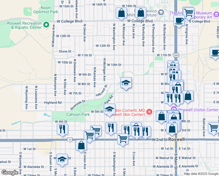 map of restaurants, bars, coffee shops, grocery stores, and more near 0 Riverside Drive in Roswell