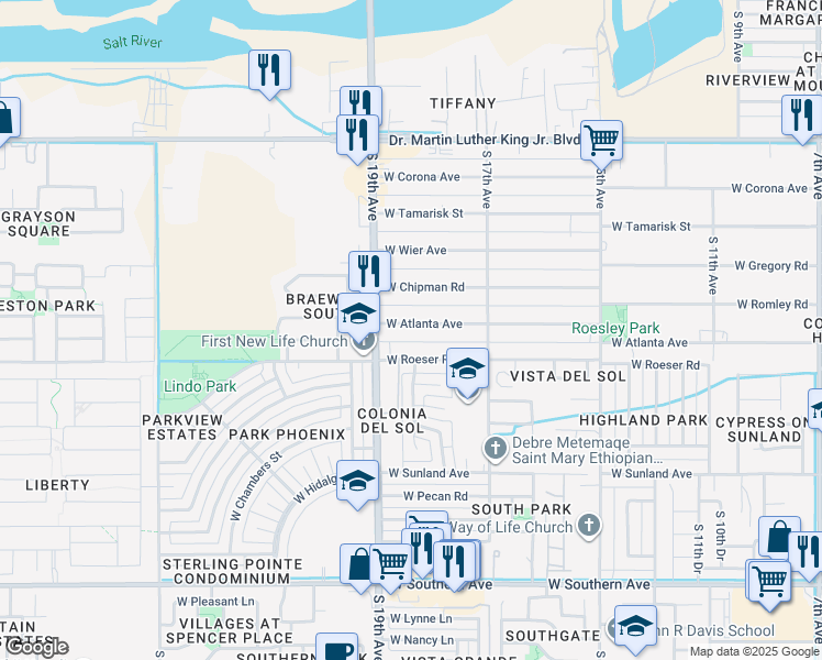 map of restaurants, bars, coffee shops, grocery stores, and more near 1819 West Atlanta Avenue in Phoenix