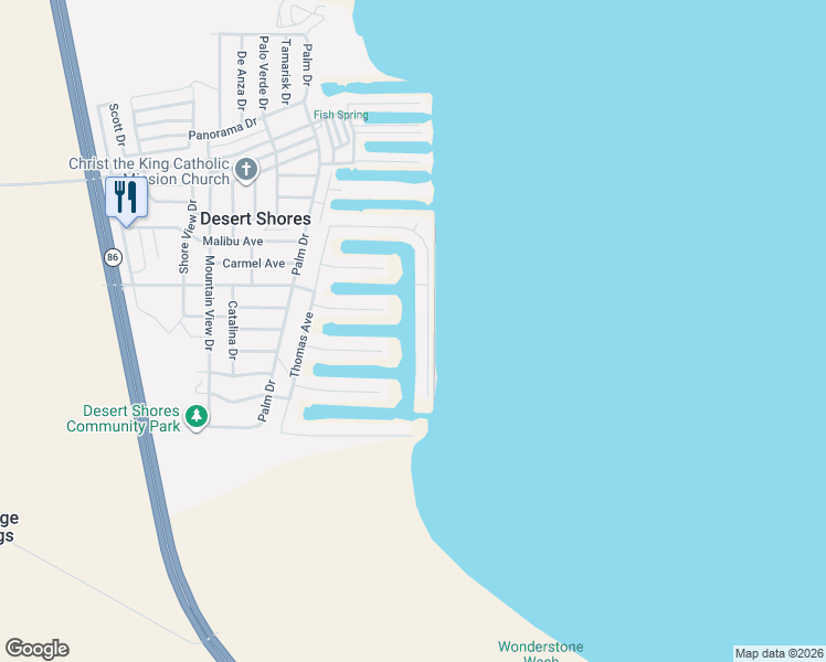 map of restaurants, bars, coffee shops, grocery stores, and more near 3747 Capri Road in Thermal