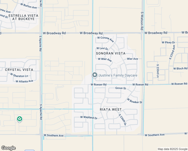 map of restaurants, bars, coffee shops, grocery stores, and more near 5062 South 238th Lane in Buckeye