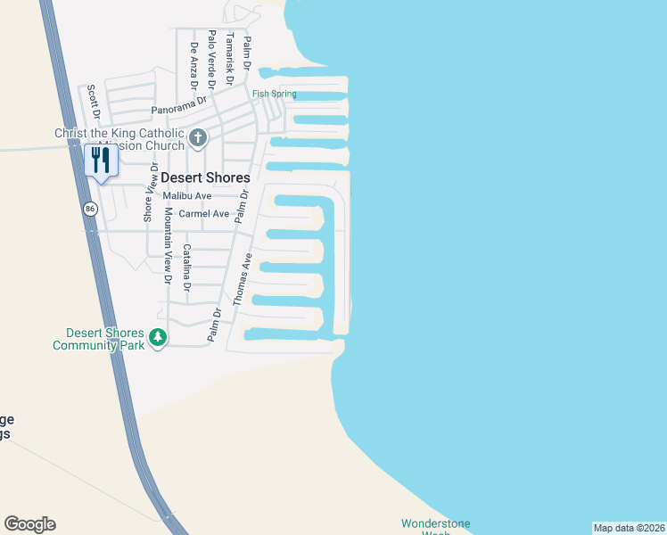 map of restaurants, bars, coffee shops, grocery stores, and more near 3747 Capri Road in Thermal
