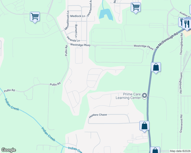map of restaurants, bars, coffee shops, grocery stores, and more near 509 Plumb Branch Court in McDonough