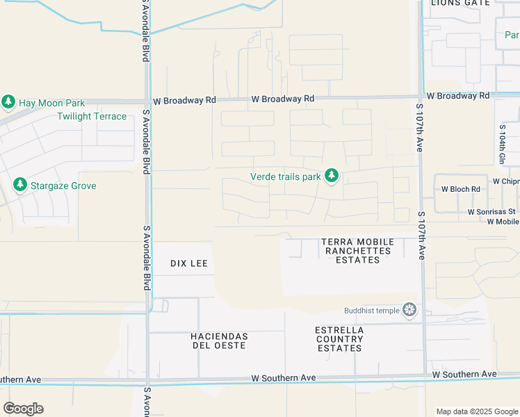 map of restaurants, bars, coffee shops, grocery stores, and more near 11039 West Roeser Road in Tolleson