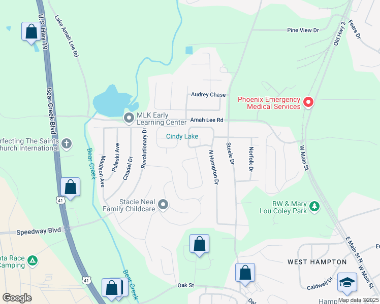 map of restaurants, bars, coffee shops, grocery stores, and more near 1426 North Hampton Drive in Hampton