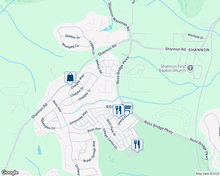 map of restaurants, bars, coffee shops, grocery stores, and more near 2194 Samuel Pass in Hoover
