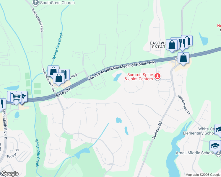 map of restaurants, bars, coffee shops, grocery stores, and more near 236 Wexford Drive in Newnan