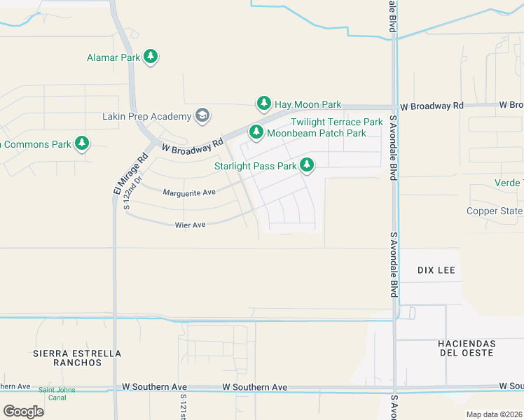 map of restaurants, bars, coffee shops, grocery stores, and more near 4804 South 118th Drive in Avondale
