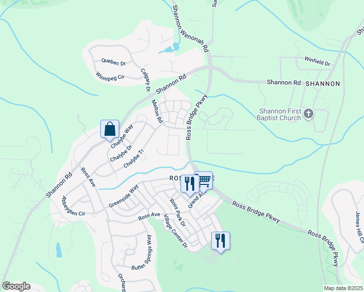 map of restaurants, bars, coffee shops, grocery stores, and more near 2194 Samuel Pass in Hoover