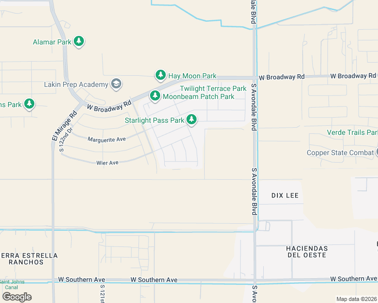 map of restaurants, bars, coffee shops, grocery stores, and more near 4855 South 117th Avenue in Avondale