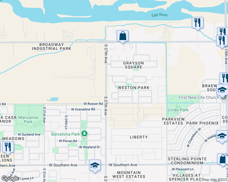 map of restaurants, bars, coffee shops, grocery stores, and more near 2626 West Sonrisas Street in Phoenix