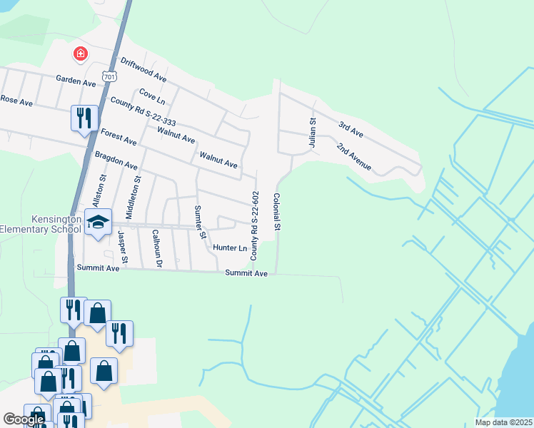 map of restaurants, bars, coffee shops, grocery stores, and more near 1834 County Road S-22-602 in Georgetown