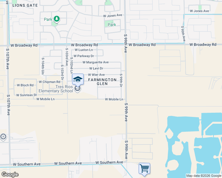 map of restaurants, bars, coffee shops, grocery stores, and more near 5019 South 100th Drive in Tolleson