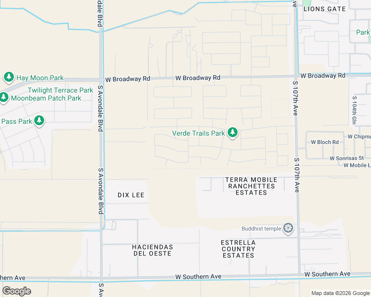map of restaurants, bars, coffee shops, grocery stores, and more near 11039 West Roeser Road in Tolleson