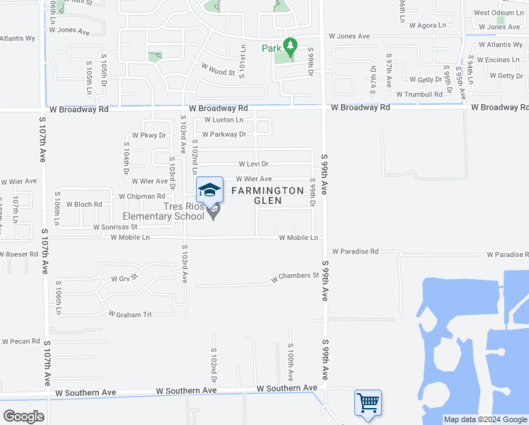 map of restaurants, bars, coffee shops, grocery stores, and more near 10033 West Bloch Road in Tolleson
