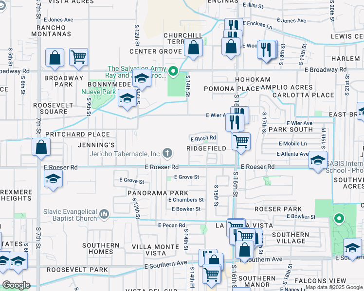 map of restaurants, bars, coffee shops, grocery stores, and more near 1406 East Mobile Lane in Phoenix