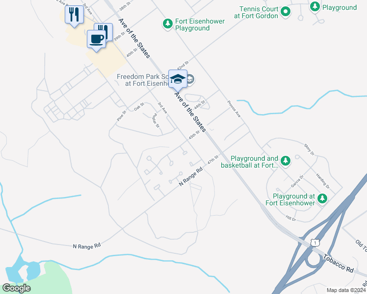 map of restaurants, bars, coffee shops, grocery stores, and more near 2011 Tulip Court in Augusta