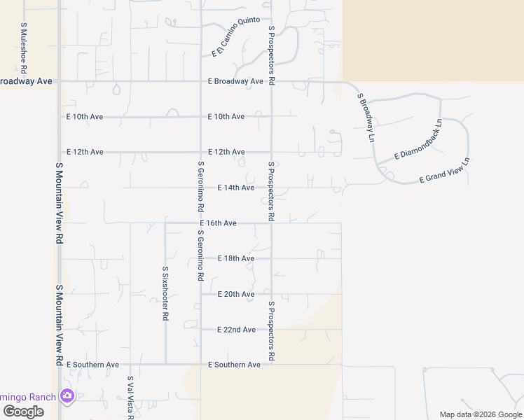 map of restaurants, bars, coffee shops, grocery stores, and more near 1422 South Prospectors Road in Apache Junction