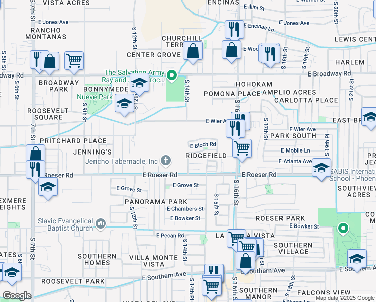 map of restaurants, bars, coffee shops, grocery stores, and more near 1407 East Chipman Road in Phoenix