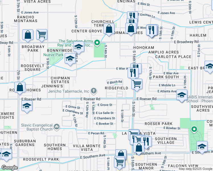 map of restaurants, bars, coffee shops, grocery stores, and more near 1407 East Chipman Road in Phoenix