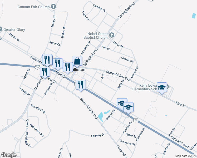 map of restaurants, bars, coffee shops, grocery stores, and more near 140 Matthews Street in Williston