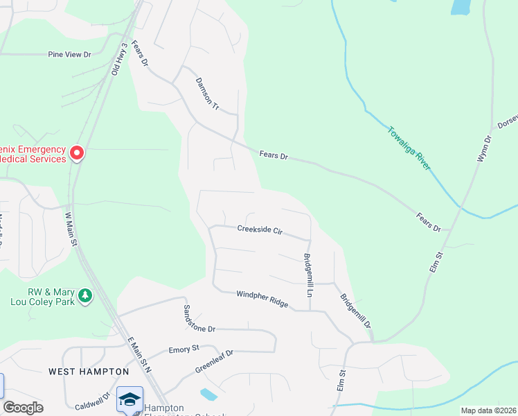 map of restaurants, bars, coffee shops, grocery stores, and more near 160 Canyons Court in Hampton