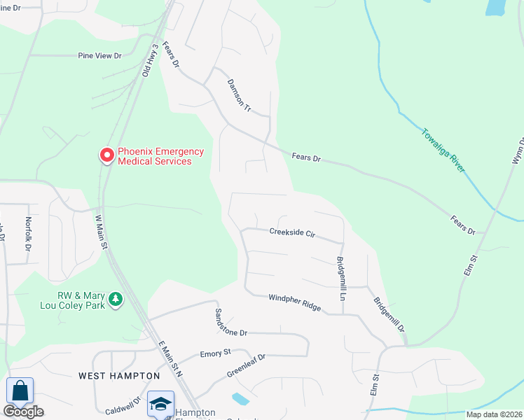 map of restaurants, bars, coffee shops, grocery stores, and more near 80 Canyons Court in Hampton